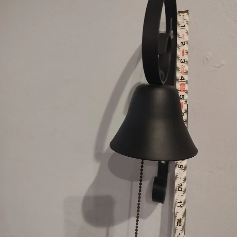 Vintage Store Hanging Steel Door‎ Dinner Bell with Wall Bracket USED Black 11